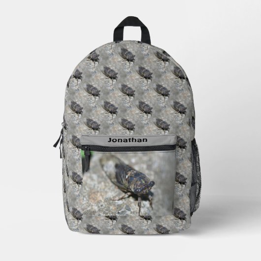 Cicada Bug Nature Pattern Personalisiert Bedruckter Rucksack (Vorderseite)