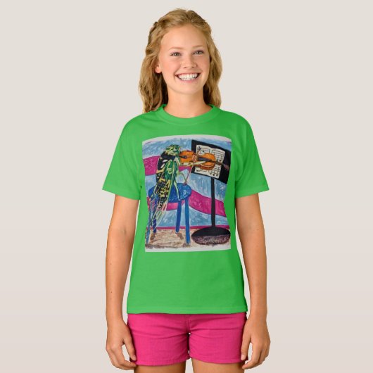 Cicada Cassandra spielt Geige 🎻 T-Shirt (Vorne ganz)