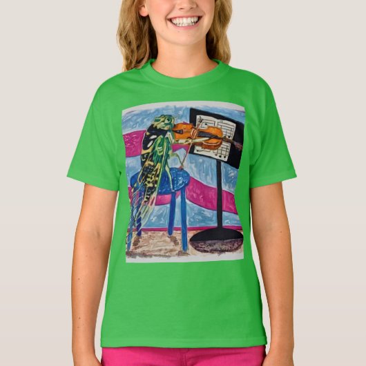 Cicada Cassandra spielt Geige 🎻 T-Shirt (Vorderseite)