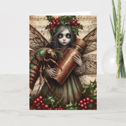 Cicada Christmas Fairy Collage Karte (Vorderseite)