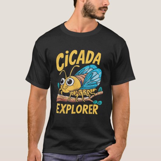 Cicada Explorer Niedlich Summer Bug Adventure Kids T-Shirt (Vorderseite)