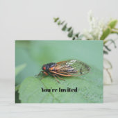 Cicada Foto Birthday Einladung (Stehend Vorderseite)