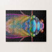 Cicada in leuchtenden Farben auf schwarz Puzzle (Horizontal)