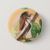 Cicada Insect Illustration Art Button (Vorderseite)