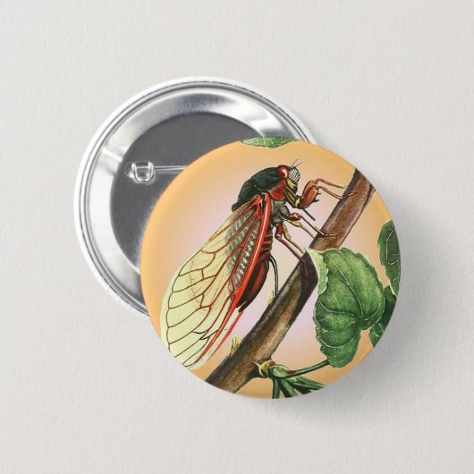 Cicada Insect Illustration Art Button (Vorne & Hinten)