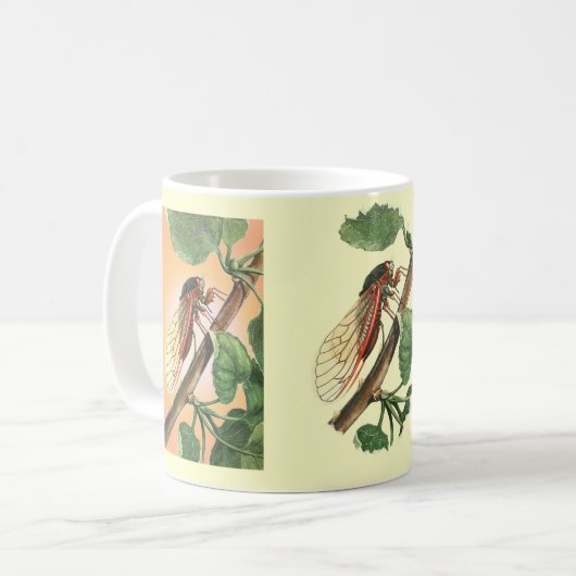 Cicada Insect Illustration Art Kaffeetasse (Vorderseite Links)