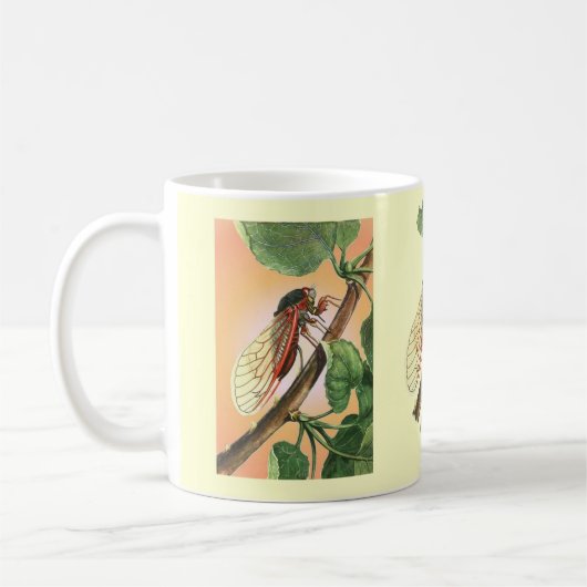 Cicada Insect Illustration Art Kaffeetasse (Links)