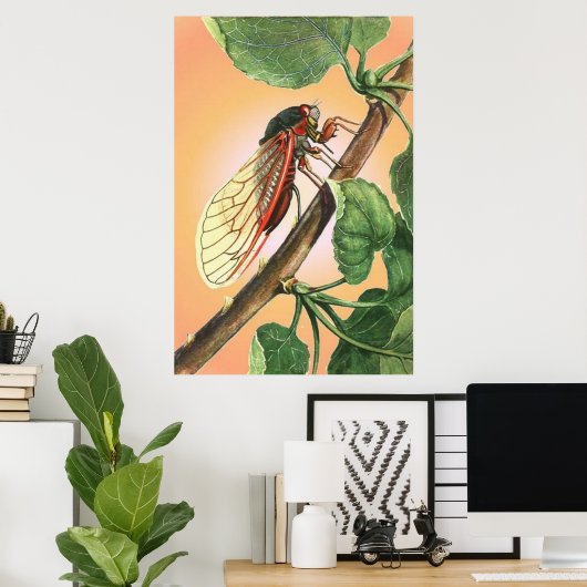 Cicada Insect Illustration Art Poster (Heimbüro)