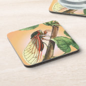 Cicada Insect Illustration Art Untersetzer (Linke Seite)