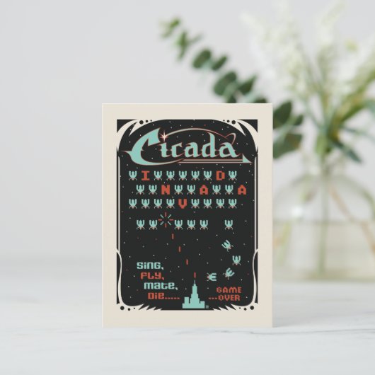 Cicada Invada Postkarte (Stehend Vorderseite)