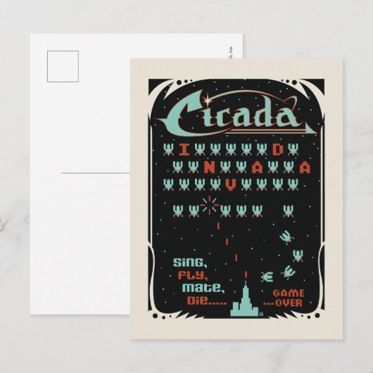 Cicada Invada Postkarte (Vorne/Hinten)