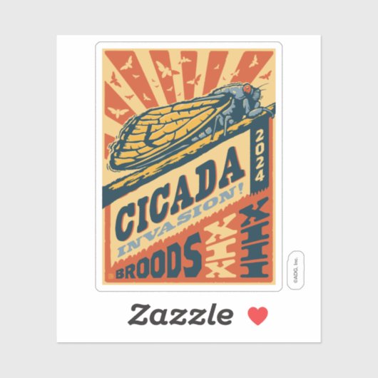 Cicada Invasion 2024 Brief Aufkleber (Blatt)