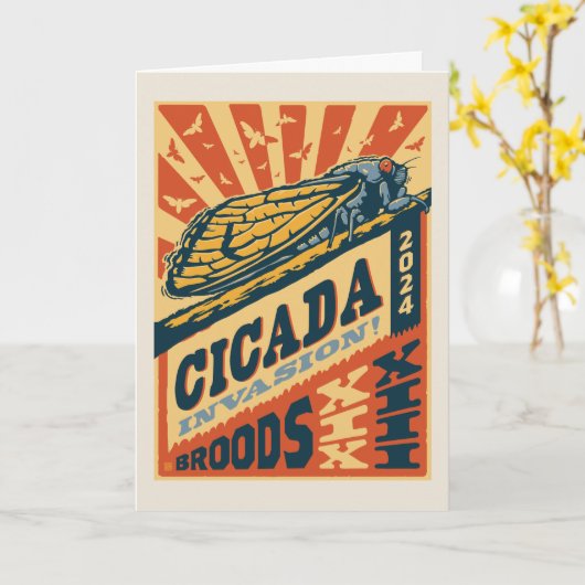 Cicada Invasion 2024 Brief Karte (Gelbe Blume)