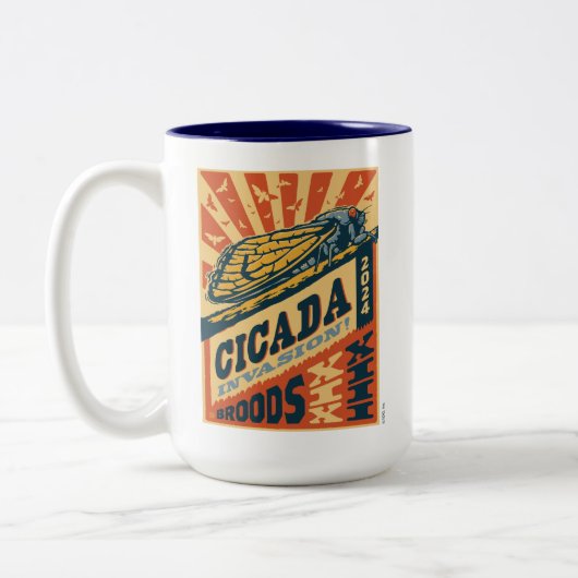 Cicada Invasion 2024 Brief Zweifarbige Tasse (Links)