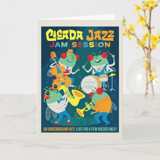 Cicada Jazz Jam Session Karte (Gelbe Blume)