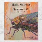 Cicada on pink and orange background weinetikett (Einzelnes Label)