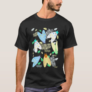 Cicada Pastel Blätter Schwarze Brood Insekten Natu T-Shirt
