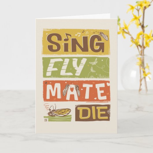 Cicada Sing Fly Mate Die Karte (Gelbe Blume)