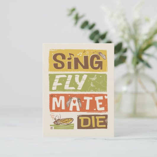 Cicada Sing Fly Mate Die Postkarte (Stehend Vorderseite)