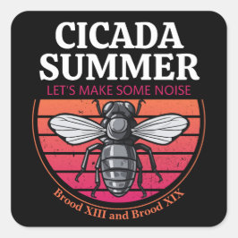 Cicada Sommer Bestes Geschenk für Cicada Brood Lie Quadratischer Aufkleber