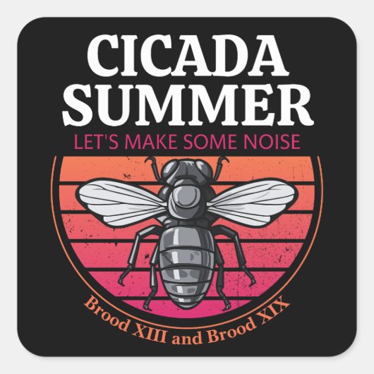 Cicada Sommer Bestes Geschenk für Cicada Brood Lie Quadratischer Aufkleber (Vorderseite)