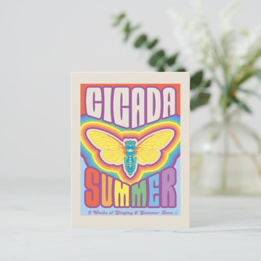 Cicada Summer Liebe Postkarte (Stehend Vorderseite)