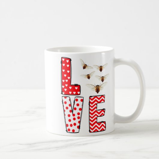 Cicada Valentines Day Love Valentine Cute Hearts Kaffeetasse (Rechts)
