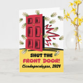 Cicadapokalypse Schließen Sie die Vordertür Cicada Karte (Gelbe Blume)