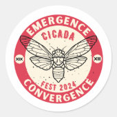 Cicadas 2024,kommen runder aufkleber (Vorderseite)