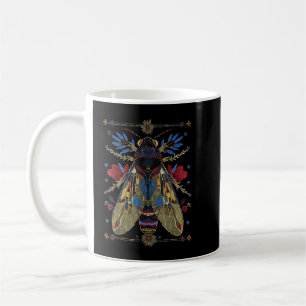 Cicadas Blume Insekten Käfer Vintag Tattoo Kaffeetasse