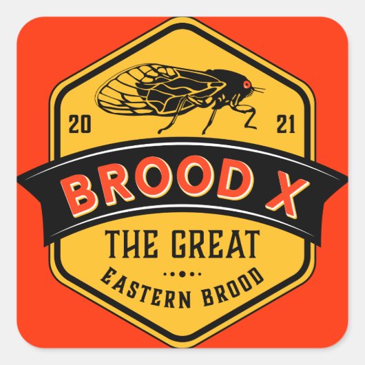 Cicadas Brood X. The Great Eastern Brood Quadratischer Aufkleber (Vorderseite)