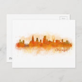Cicago skyline Aquarellstadt v03 Postkarte (Vorne/Hinten)