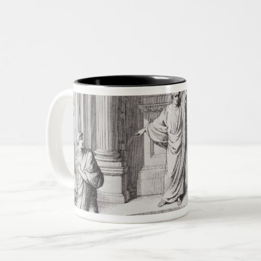 Cicero kündigendes Catiline Zweifarbige Tasse (Vorderseite Links)