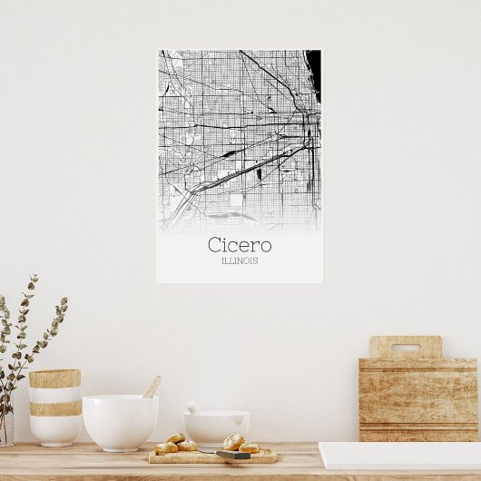 Cicero Map - Illinois - City Map Poster (Küche)