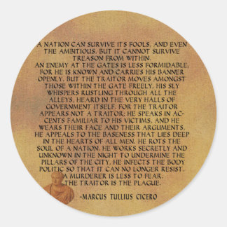 CICERO QUOTE - NATION KANN DEN TREASON NICHT ÜBERL RUNDER AUFKLEBER