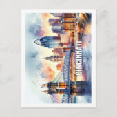 Cicinnati Ohio FamWahl Sehenswürdigkeiten Aquarell Postkarte (Vorderseite)