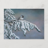 Cick-a-dees im Snow Bird Art Postcard Postkarte (Vorderseite)