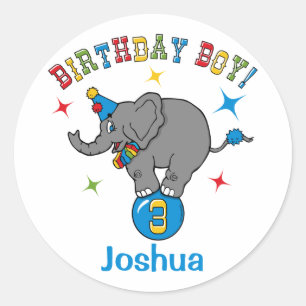 Cicus Elephant 3. Geburtstag Runder Aufkleber