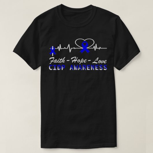CIDP Awareness Heartbeat Christliche Cross Support T-Shirt (Design vorne)
