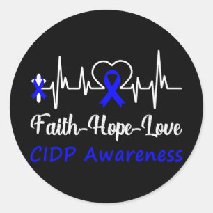 Cidp Awareness Heartbeat Christlicher Cross Faith Runder Aufkleber
