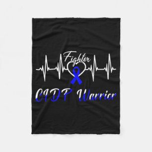 Cidp Awareness Warrior Heartbeat Fight Blue Ribbon Fleecedecke