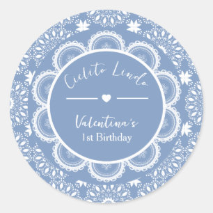 Cielito Lindo 1. Geburtstag Blau Runder Aufkleber