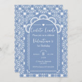 Cielito Lindo 1. Geburtstag Blue Einladung (Vorne/Hinten)