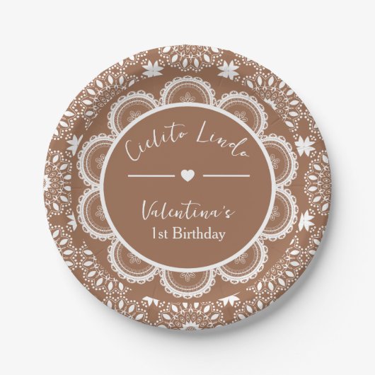 Cielito Lindo 1. Geburtstag Braun Pappteller (Vorderseite)