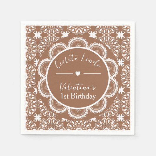 Cielito Lindo 1. Geburtstag Braun Serviette (Vorderseite)