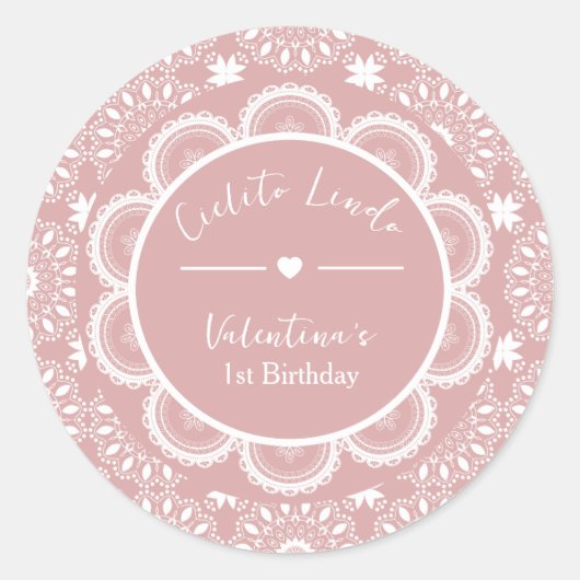 Cielito Lindo 1. Geburtstag Rosa Runder Aufkleber (Vorderseite)