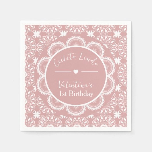 Cielito Lindo 1. Geburtstag Rosa Serviette (Vorderseite)