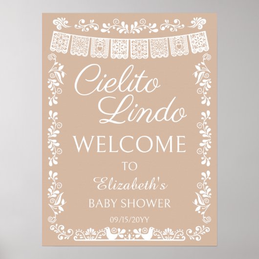 Cielito Lindo Baby Shower Beige Welcome Poster (Vorne)