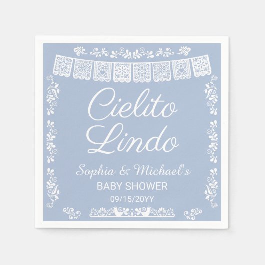 Cielito Lindo Baby Shower Blau Serviette (Vorderseite)