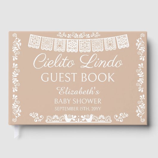 Cielito Lindo Beige Baby Shower Gästebuch (Vorderseite)